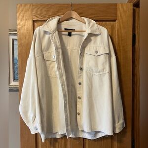 Forever 21 medium women’s button up super soft cream corduroy shirt. L